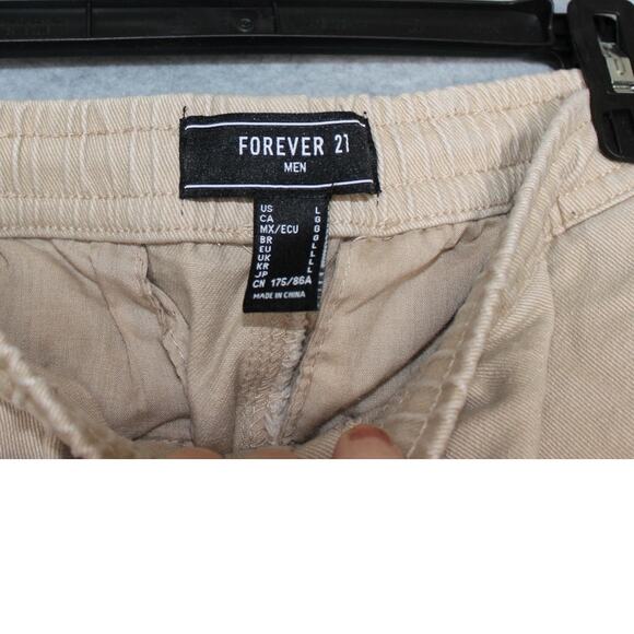 Mens Forever 21 Beige Drawstring Joggers Heavy cotton/spandex‎ blend Size Large - Picture 2 of 6